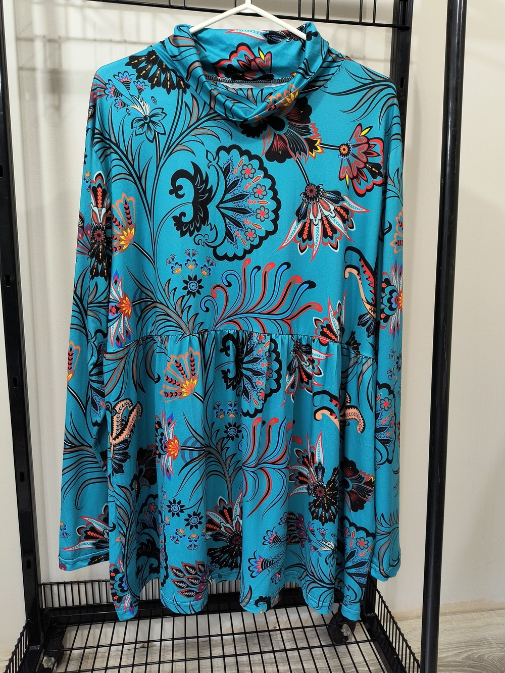 LOVEU DEAR Boho Paisley Mock Neck Tunic Top - Plus Size 3XL